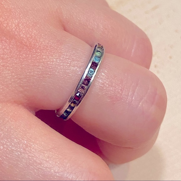 PRIDE 🌈 CHAKRA 🌈RAINBOW 🌈Gemstone Sterling Silver Band Ring - Picture 2 of 6
